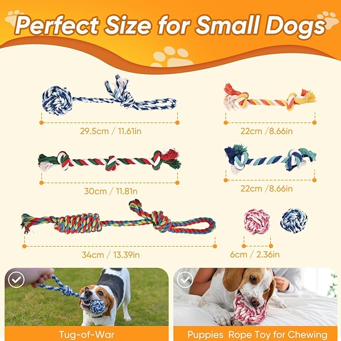 VibeVerve Dog Rope Toys 7 Pack - Puppy Teething Toys for Small/Medium Dogs - Durable Dog Chew Toys for Aggressive Chewers - Interactive Tug of War Toys for Boredom & Teeth Cleaning