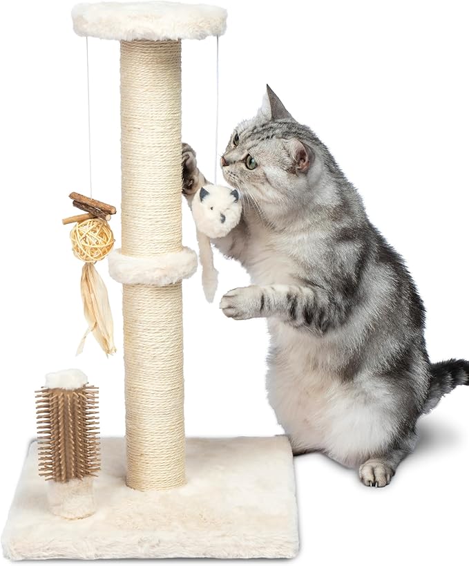 Best Pet Supplies Catify Cat Scratcher, Fun Interactive Scratchers, Posts, Poles, Claw Safe, Furniture Saver Indoor Play Support Natural Cat Behaviors Heavy Duty - Beige, Large