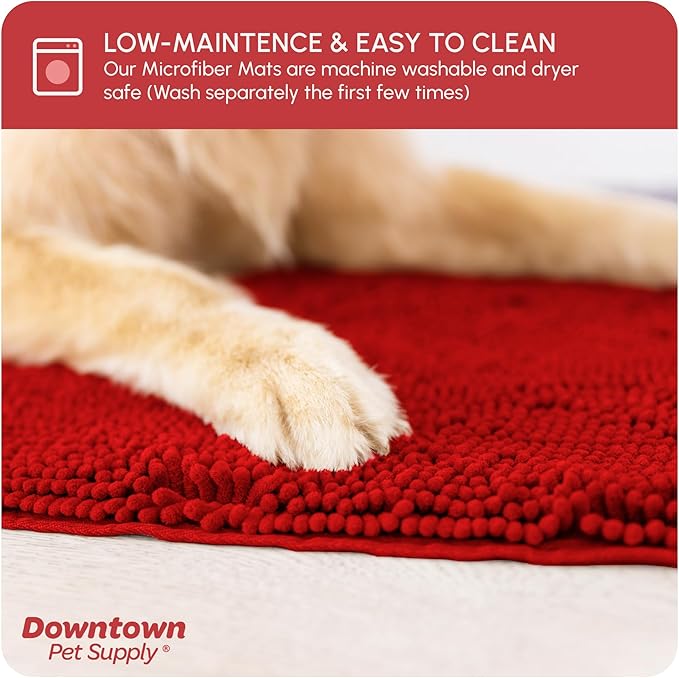 My Doggy Place Dog Mud Mat, 18" x 24" Red – Thick Microfiber Entry Rug for Snow, Mud & Salt – Absorbent, Quick-Dry, Washer-Safe & Non-Slip, Small