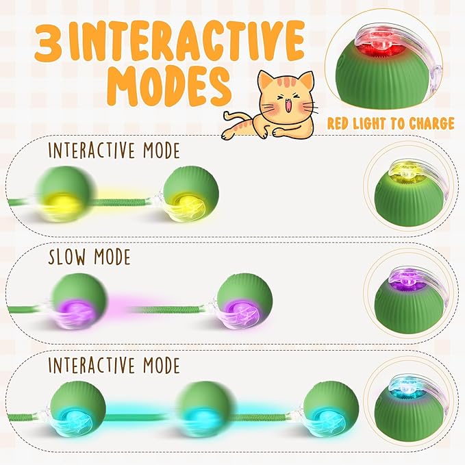 WinnerWhy 6 Pack Interactive Cat Ball Toy 360° Automatic New Interactive Rolling Ball Rechargeable for Christmas Indoor Cat Dog Gifts Exercise Electric Self Rolling Toy Large and Small Puppy Kitten