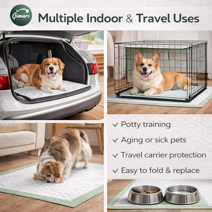 Gimars 4XL 36"x36" Thicken Heavy Absorbency Dog Pee Pad Extra Large- Jumbo Disposable Polymer Quick Dry No Leaking Pee Pads for Dogs, Cats, Rabbits Pets 45 Counts - Green
