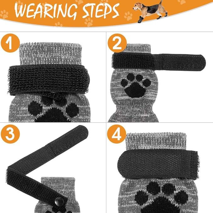 KOOLTAIL Anti Slip Dog Socks for Hot/Cold Pavement to Prevent Licking Paws,Booties for Hardwood Floors,Traction Rain Dog Boots&Paw Protectors Shoes with Grip for Outside Small Medium Large Senior Dogs