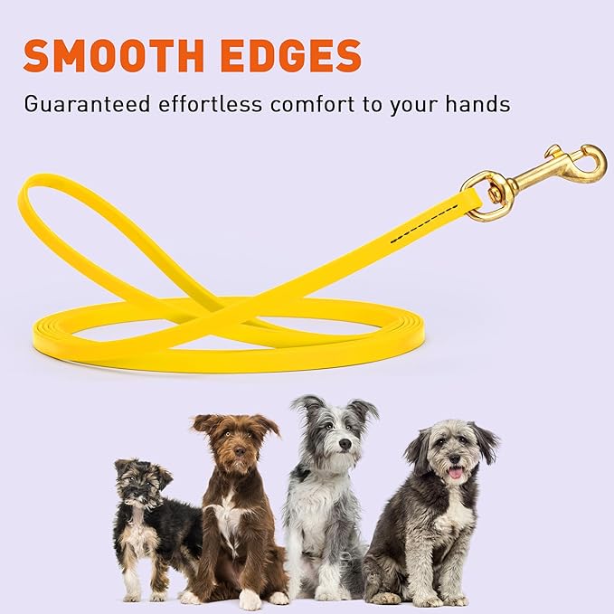 Viper K9 Biothane Working Dog Leash Waterproof Lead for Tracking Training Schutzhund Dog Sport & Search - Odor-Proof Long Line with Solid Brass Snap for Puppy Medium and Large 3/8" x 33ft Lemon Yellow
