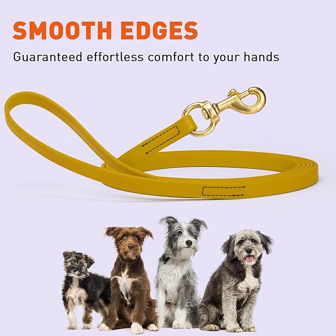 Viper Biothane K9 Working Dog Leash Waterproof Lead for Tracking Training Schutzhund Odor-Proof Long Line with Solid Brass Snap for Puppy Medium and Large Dogs, 33ft Treasure Gold