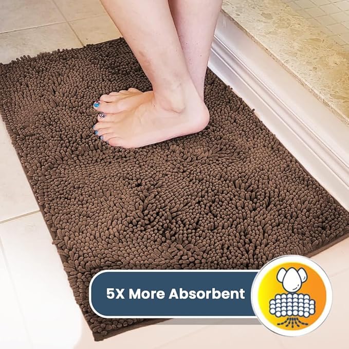 Muddy Mat® Shown on TV – Super Absorbent Door Mat Indoor, Microfiber Quick Dry Chenille Entryway Rug, Non-Slip Front Door Mat, Indoor Mats for Entryway, Machine Washable Pet Rug, Brown 36"x72"