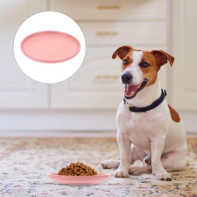OSOLADY Ceramic Shallow Cat Bowl with Whisker Relief Non-Spill Design Pink Pet Food and Water Dish for Indoor Cats and Kittens