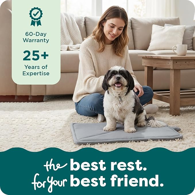 FurHaven ThermaNAP Self Warming Cat Mat, Dog Bed for Crates with Self-Warming Technology for Cozy Rest, Fully Machine Washable, Small, Plush Faux Fur, Espresso