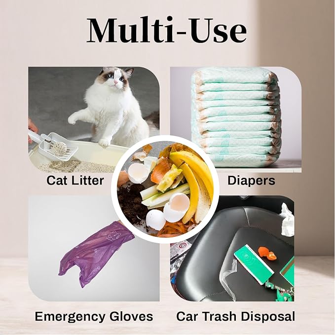 270 Count Dog Poop Bags Rolls with Dispenser & Leash Clip, 9″ x 13″ Scented Biodegradable Leak Proof Poop Bags for Dogs, Cats & Pet Waste, 18 Refill Rolls of 15, Purple