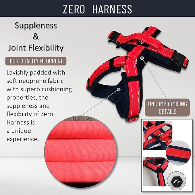 [白山:Hakusan] Zero Dog Harness Basic Type, Safe - No chocking/Hard to Disconnect, Great fit - Easy Put on and Off/Adjustable, Reflector, XL - Large Dog, Two-Tone Black×Turquoise
