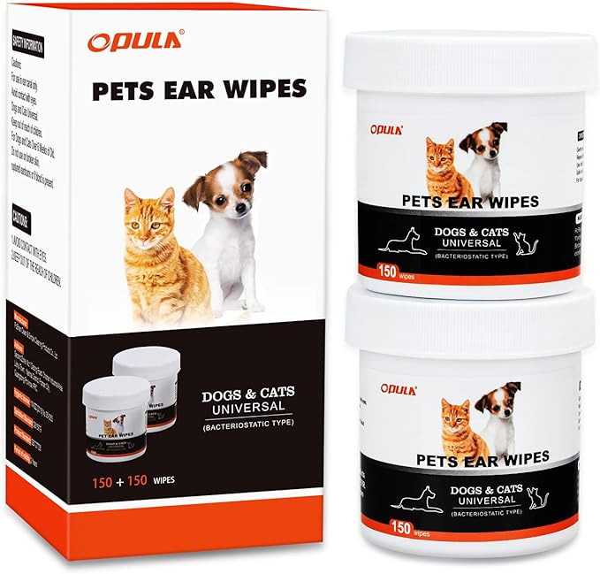 300Pcs Dog Ear Cleaner Wipes, Biodegradable Pet Ear Wipes for Dogs and Cats, Remove Ear Wax Debris, Relieve Itching, Eliminate Odors, Thick Otic Cleaning Pads