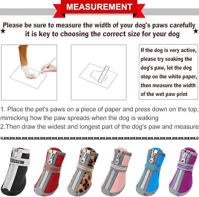 QUMY Dog Shoes for Small Dog, Puppy Dog Boots & Paw Protectors for Winter, Summer Hot Pavement, Waterproof in Rainy Weather, Ourdoor Walking, Indoor Hardfloors Skid-Resistant Soles Red Size 4