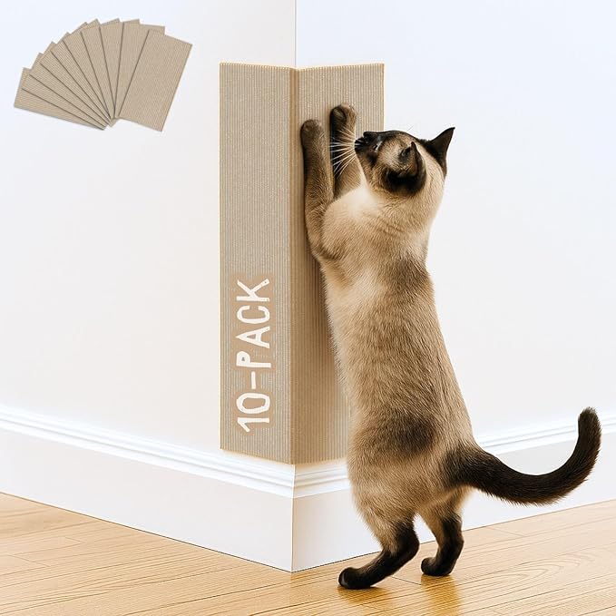 Cat Scratch Mat (5 Pack), 23.6’’ x 11.8’’ Wall Corner Scratcher, Versatile Self-Adhesive Replacement Easy Use for Cat Trees, Wall Furniture, Scratching Posts, and Couch Protection (Beige)