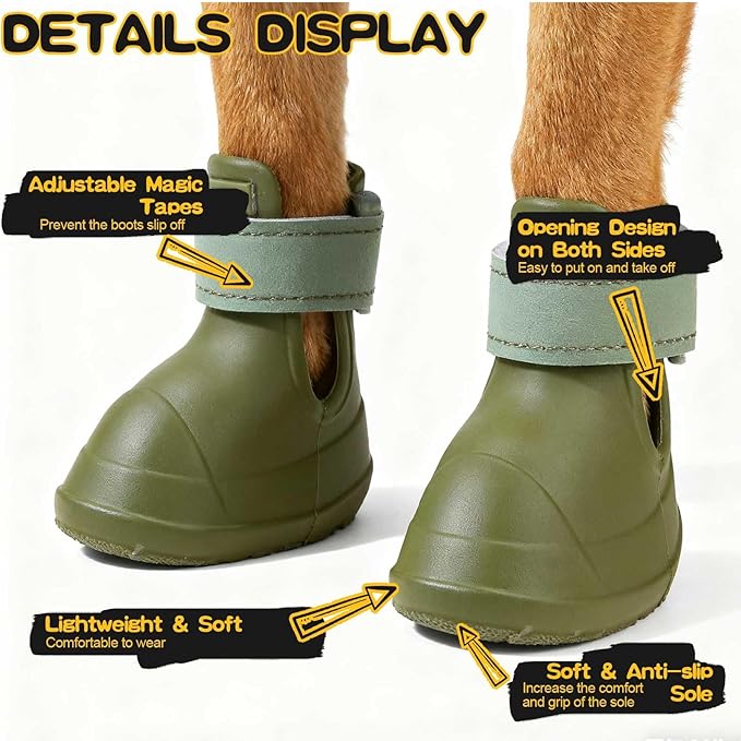 EXPAWLORER Dog Shoes for Small Medium Large Dogs, Waterproof Non-Slip Dog Snow Booties for Winter with Socks, Easy On & Off Pet Boots & Paw Protectors, Easy-Clean for Beach Outdoor Rain (Green S)