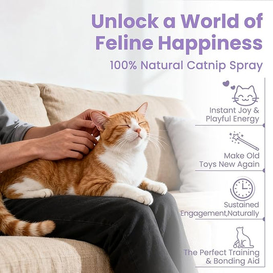 VEINATN Catnip Spray for Cats,Calming Stress Relief for Indoor Cats,Encourages Play, 100% Natural,Mess-Free Herbal Formula (2 fl.oz)