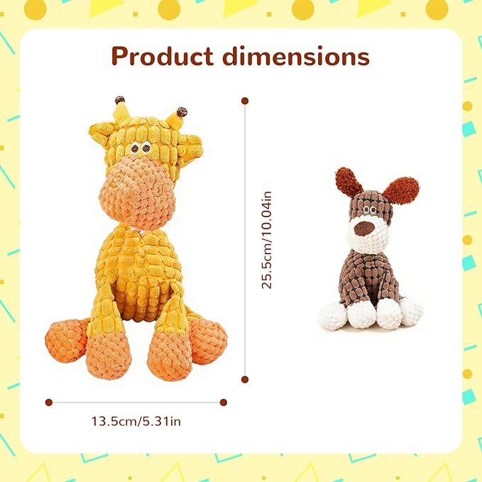 Indestructible Dog Toy,2026 New Durable Plush Dog Toys for Aggressive Chewers,Squeaky Chew Toy for Small Medium Large Dogs Puppy Teething Toys (Brown+Orang)