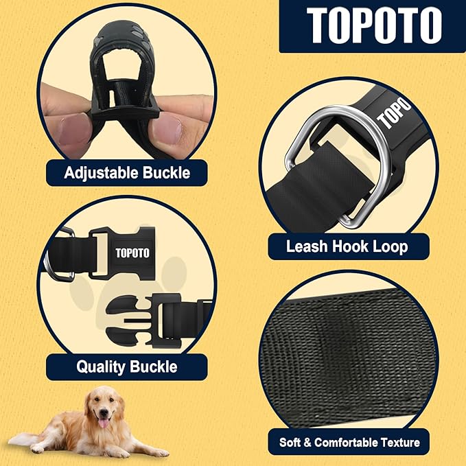 TOPOTO Dog Collar Light, 3D Design Light Up Dog Collars, Adjustable Glow in The Dark Dog Collar Rechargeable Night Walk Safety Collar for Small Dogs, Black