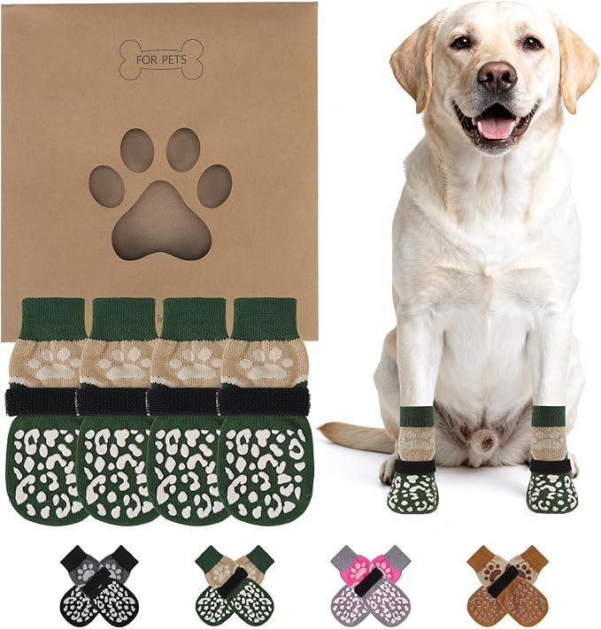 KOOLTAIL Dog Socks for Hot/Cold Pavement to Prevent Licking Paws for Hardwood Floors,Anti Slip,Pet Boots&Paw Protector with Grippers,Puppy Shoes Booties for Small Medium Large Senior Dogs