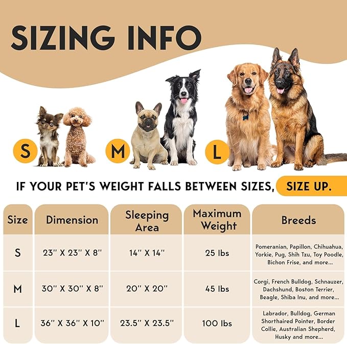 PetJett Calming Dog Beds Large Sized Dog - 36'' Round Bed, Anti-Slip & Washable Super Soft Donut Bed, Fluffy Faux Fur Anti-Anxiety Premium Comfort Pet Bed, Fits Dogs up to 100 lbs - Brown
