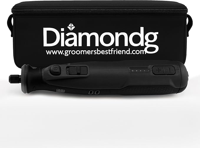 Diamondg Cordless Dog Nail Grinder with Quiet Sound & LED Tip for Large & Small Dogs, 4hrs. Runtime - Electric Dog Nail Trimmer, Heavy Duty Rotary Tool Alternative to Toenail Clippers & Filers