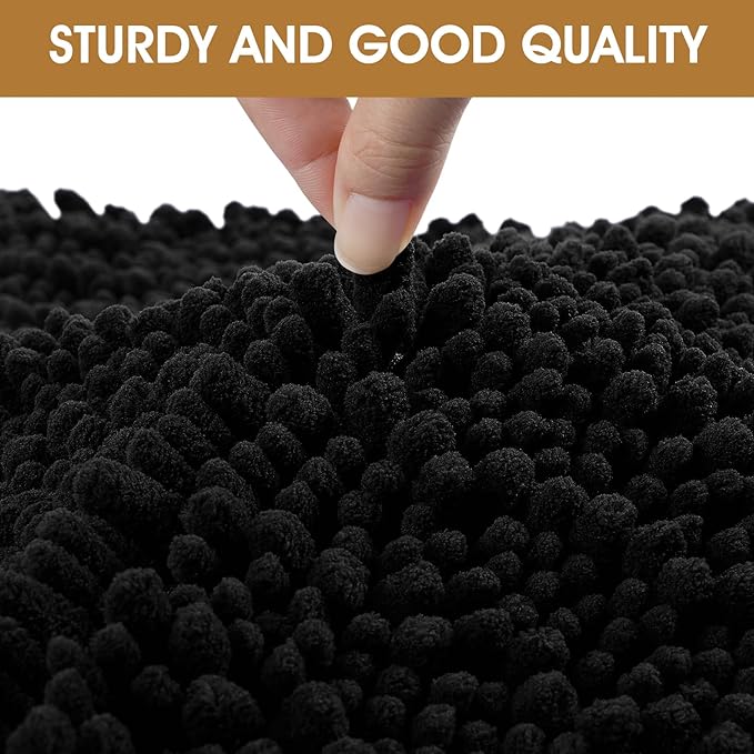 IM HOME Large Dog Door Mats for Muddy Paws, 48" x 30" Chenille Absorbent Mud Mat for Dogs, Non Slip Heavy Dog Rugs for Muddy Paws, Soft Indoor Door Mat for Entryway, Mud Paw, Inside Floor, Black