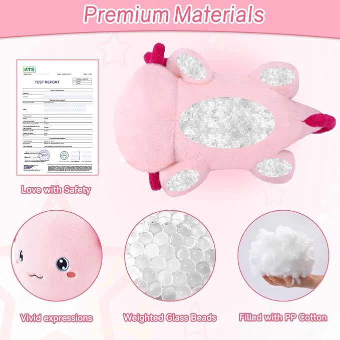 SQEQE Weighted Stuffed Animal Axolotl, Soft Weighted Axolotl Plush Toy, Cute Hugging Pillow Gift for Kids Adults, Home Decoration Christmas Gifts Birthday Present 23.6 Inch, 3.8 Lb