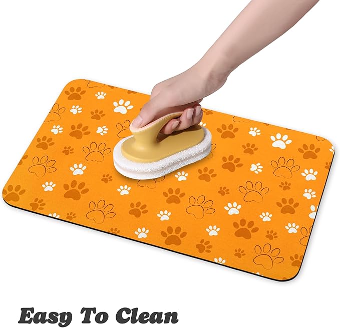 Dog Food Mat, Absorbent Water Bowl Mats Cat Pet Feeding Placemats Orange 12 * 20 inch