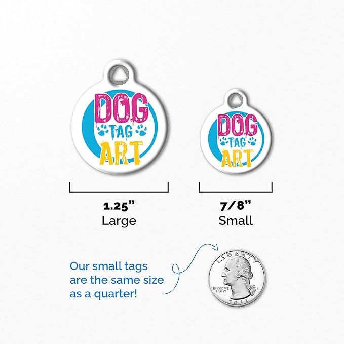 Dog Tag Art Sea Creatures Custom Pet ID Tag for Dogs and Cats, Personalized Dog Tag with Customized Identification, Manatee Conservation, Large (1.25" Diameter)