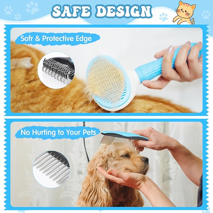 Cats Grooming Kit - 10 Pcs Pet Self Cleaning Kit for Indoor Long Hair Cats Include Brush Bath Brush Needle Comb Toothbrush Nail Clipper Nail Trimmer for Shedding Supplies
