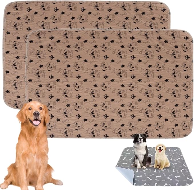 Dog Pads - Dog Pee Pad, Puppy Pads, Washable & Reusable (Brave Beige - Two Pack,S 16x24 inches)