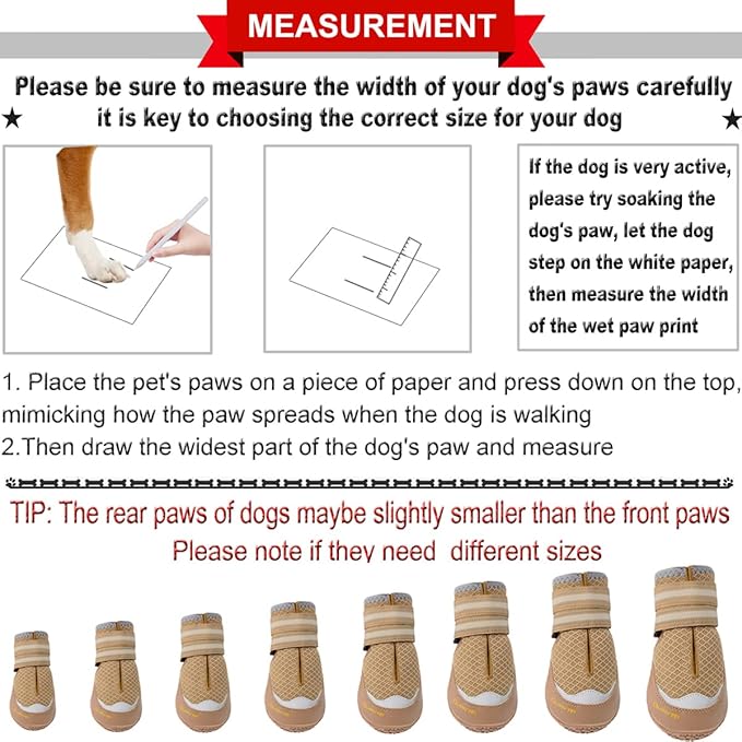 QUMY 4PCS Dog Boots for Large Dogs, Medium Dog Shoes & Paw Protectors for Hot Pavement, Summer Heat Protection, Mesh Breathable Nonslip Dog Booties for Hardfloors, Walking Running Hiking Khaki Size 6