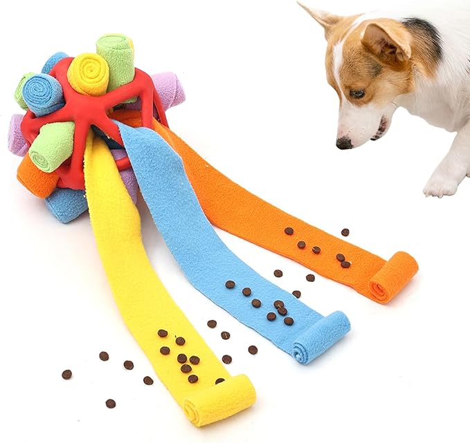 Gormenland Interactive Snuffle Toys for Dogs, Sniffle Interactive Treat Game Ball, Furry Fellow Snuffle Master, Encouraging Natural Foraging Skills (Red, Triangle)