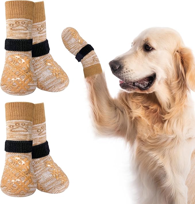 BEAUTYZOO Dog Socks to Prevent Licking Paws, Dog Shoes for Hot Pavement Small Medium Large Senior Dogs Booties, Non Slip Dogs Boots & Paw Protectors for Hardwood Floors Traction Control Indoor