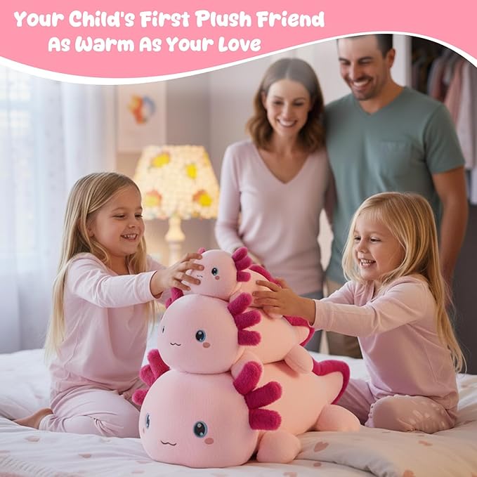 SQEQE Weighted Stuffed Animal Axolotl, Soft Weighted Axolotl Plush Toy, Cute Hugging Pillow Gift for Kids Adults, Home Decoration Christmas Gifts Birthday Present 23.6 Inch, 3.8 Lb