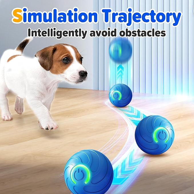 Shaky Ball for Dogs, 2026 Interactive Dog Toys Balls, 2.05‘’ x 2.05'' Automatic Moving Dog Toy, Automatic Rolling Ball, Vibrating Dog Balls Toy for Puppy Small Medium Dogs (B - Blue * 2pcs)