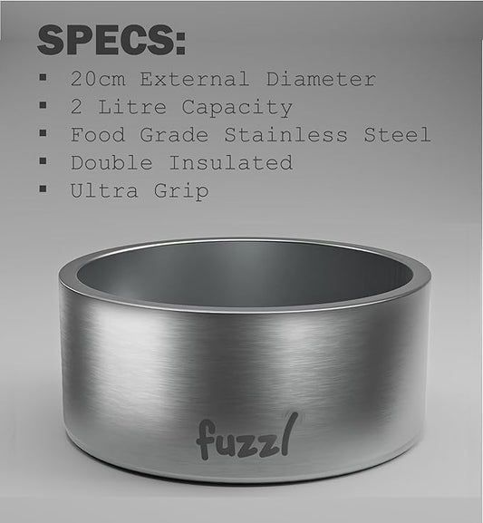 Titan Thermal Bowl 8 inch - Brushed Stainless Steel Insultated Thermal Bowl for Indoors and Outdoors with Rubber Base - Versatile Bowls and Dog Water Bowl for Hydration and Feeding