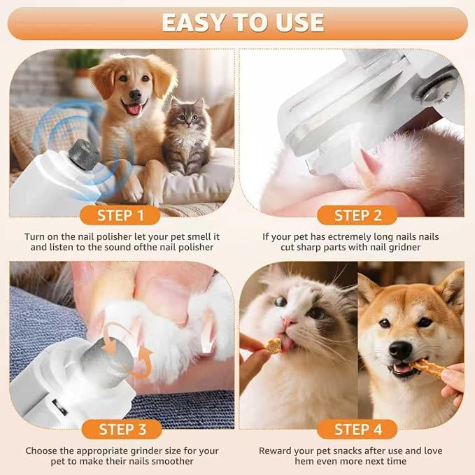 2-in-1 Cat Paw Nail Clipper and Dog Paw Grinder, Featuring Fast Sensing and Safety Protection, with a Lighted Cat Nail Trimmer Equipped with 2 LED Lights, Rechargeable via USB. (White)