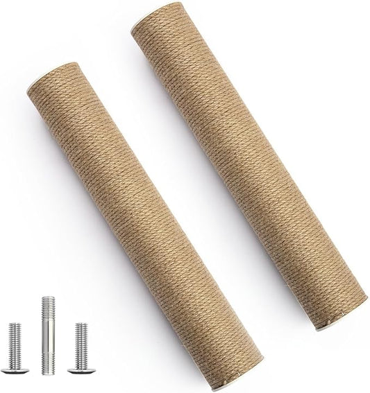 SVD.PET Cat Scratching Post Replacement, 17” x 2.95” Jute Rope Cat Tree/Tower Replacement Post, Refill Scratcher Posts with M8 Screws for DIY Cat Scratcher (2PCS)