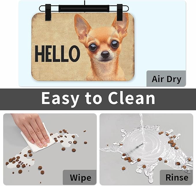 Chihuahua Dog Food Mat for Floors Waterproof,Quick Dry Anti-Slip Dog Bowl Mats for Food and Water,Pet Feeding Mats,Pet Placemat for Messy Drinkers to Protect Floors,Pets Supplies 17.72×11.81in