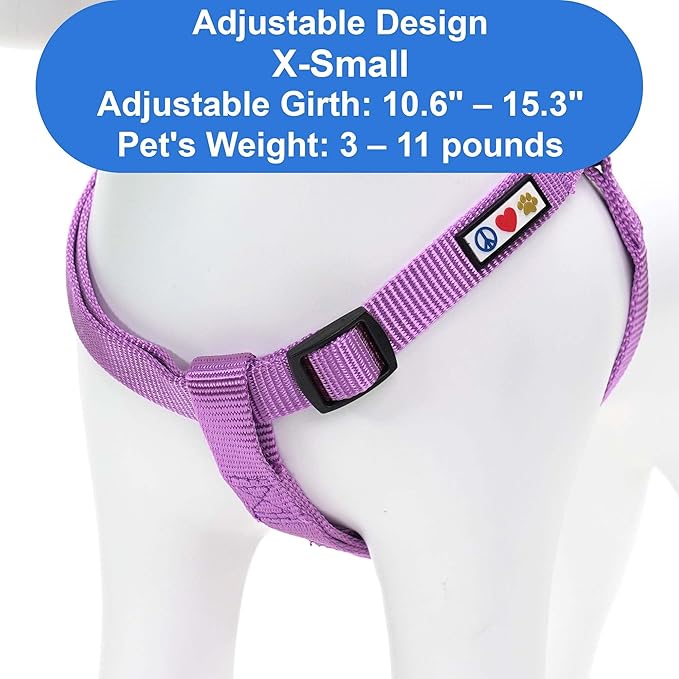 Pawtitas Solid Step-in Dog Harness – Adjustable No-Pull Vest for Puppies to Seniors, Safe & Comfortable XS Orchid