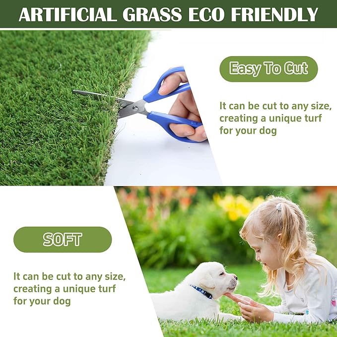 1.38" Artificial Grass Turf 6.5 x 13 FT, Dog Grass Pads Indoor Outdoor Garden Lawn Landscape Patio Turf Mat Thick Fake Faux Grass Rug Dog Pets Mat for Puppy Potty Training