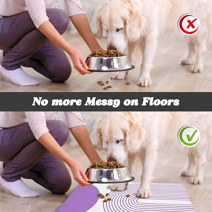 Dog Food Mats for Floors Waterproof, Cat Water Bowl Mats Pet Feeding Absorbent Mat Placemats for Food and Water Bohemia 12 * 20 inch