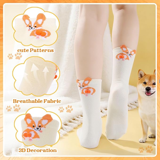scenicamp Cute Funny Animal Socks for Women 3D Novelty Dog Cat Cotton Crew Socks for Girls Girlfriend Animal Lovers Gifts