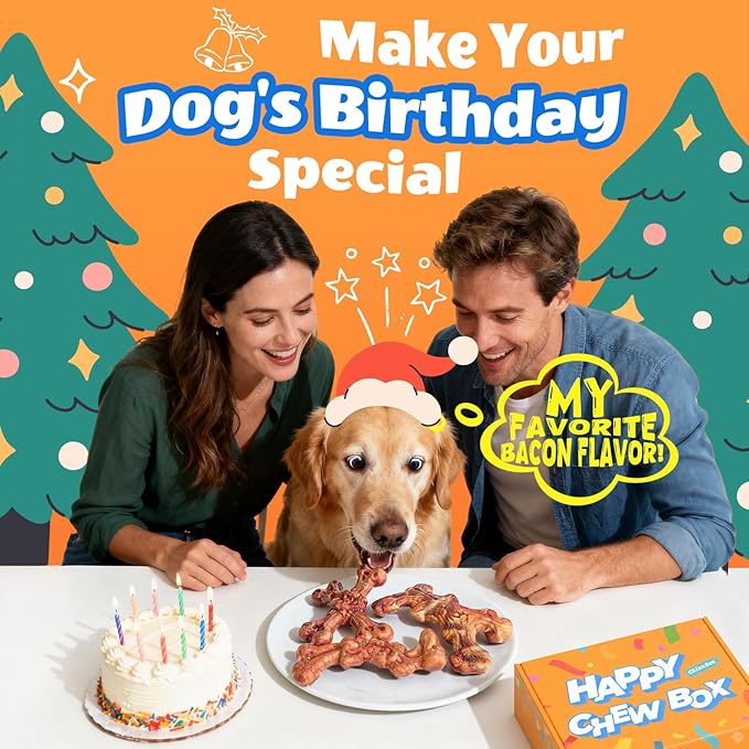 Dog Toys for Aggressive Chewers: Gift Box with 3 Pack Dog Chew Toys, Indestructible Dog Toy for Large Dogs Birthday, Tough Dog Toys to Keep Them Busy, Chew Toys for Dogs, Bacon Flavor