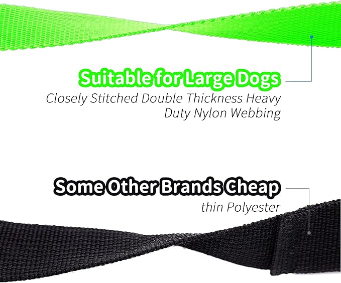 HIKISS Long Dog Leash Obedience Recall Training Agility Lead with Thickening Material for Large Dog - 15ft 20ft 30ft 50ft 100ft Training Leash(Green 20ft)