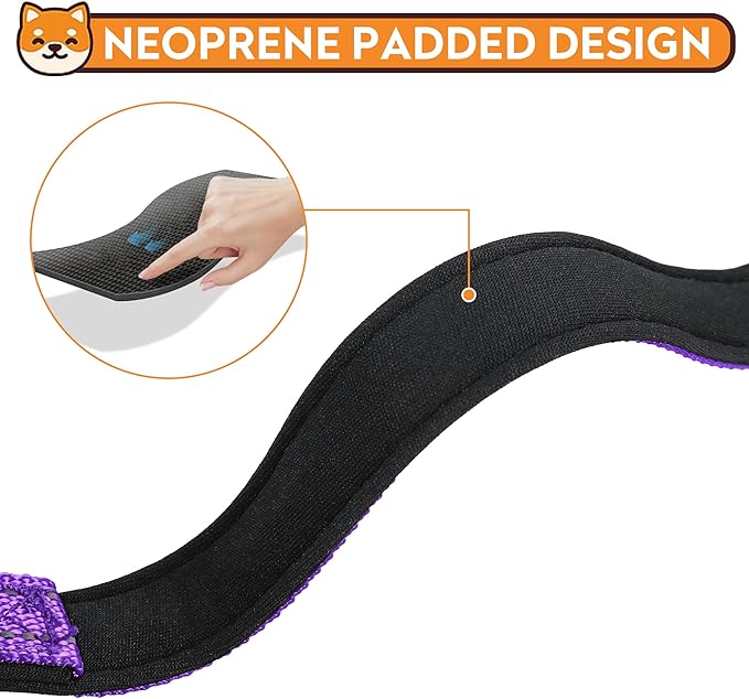 Reflective Dog Collar, Adjustable Soft Neoprene Padded Nylon Pet Collars with Buckle for Large Dogs,L, Purple