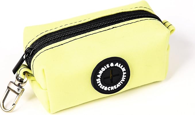 Organic Cotton Dog Poop Bag Holder for Leash Brass Hardware Waste Bag Dispenser Pet Waste Management Solution