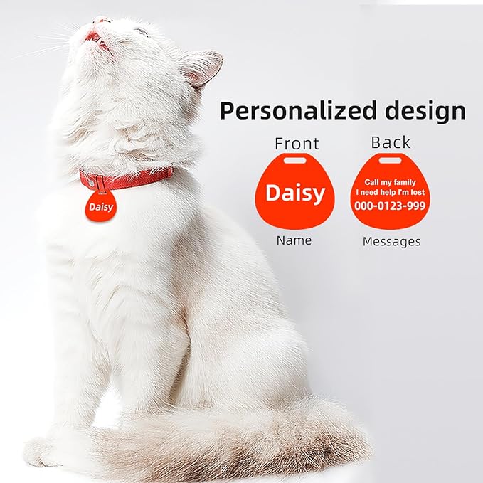 Minimalist Stretch Lightweight Custom Engraved Cat Collar with Name Tag Personalized Cat Collars for Kitten Boy & Girl Cats (Red, Collar with ID Tag)