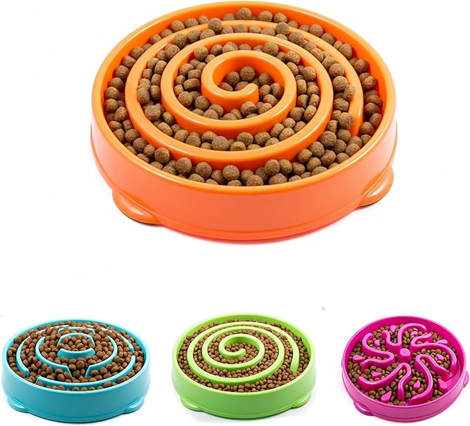 Slow Feeder Dog Bowl for Small and Large Dogs – Anti-Gulping Non-Slip Maze Bowl to Improve Digestion and Reduce Bloat (Oragne, Small)
