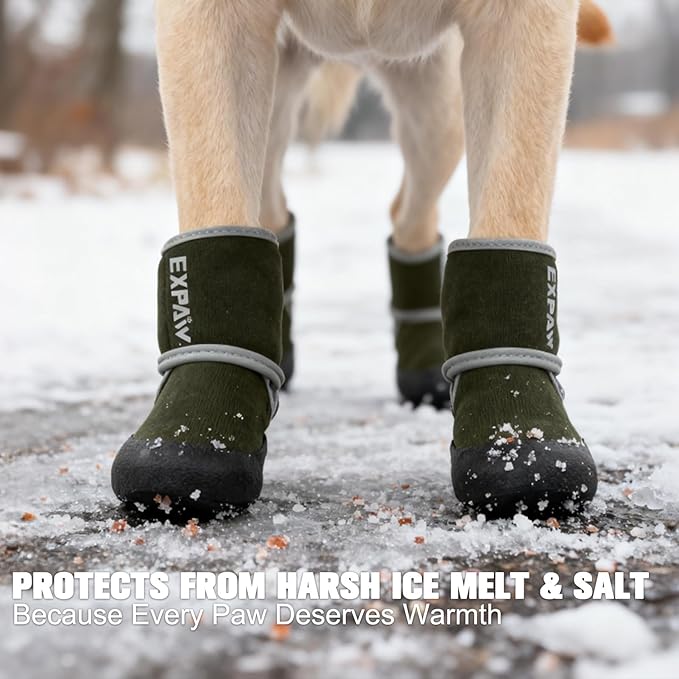 EXPAWLORER Waterproof Dog Shoes for Small Medium Large Dogs, Dog Shoes for Cold Winter, Hiking Walking, Reflective Dog Booties for Outdoor Snow Rain Days, Anti-Slip Dog Boots & Paw Protectors
