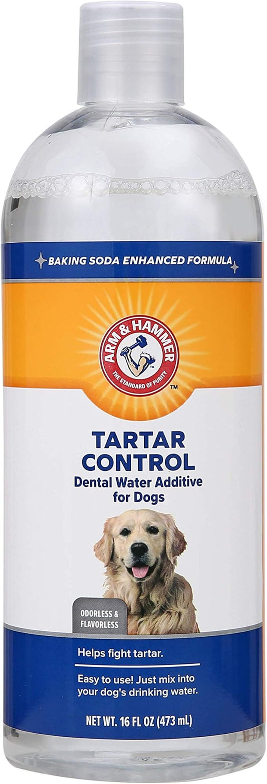 Arm & Hammer Dog Water Additive for Dental Care - Bad Breath Eliminator for Dogs & Dog Breath Freshener - Dog Tooth Plaque Cleaner & Dog Tartar Remover - 16 Fl Oz Dental Rinse for Dogs - Package of 1
